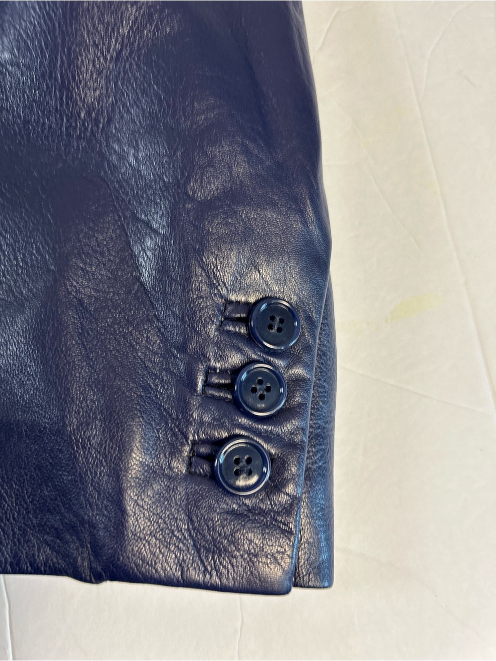 Women’s Navy Indigo Leather Blazer Jacket - Picture 5 of 10